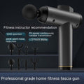 Massage gun muscle relaxation instrument with LCD touch display and various attachments for effective muscle recovery.