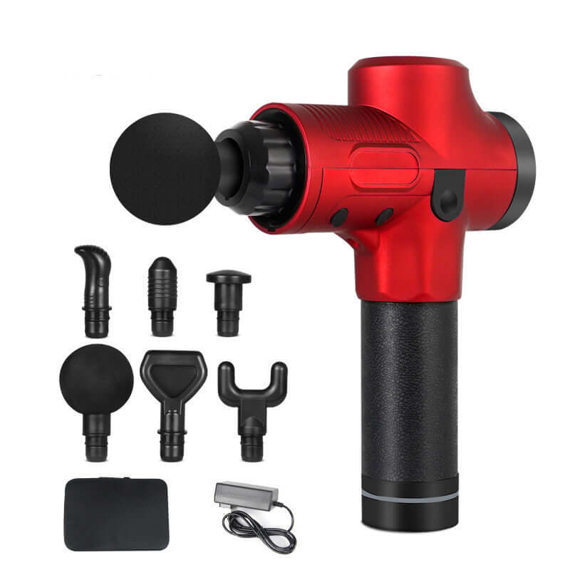 electric muscle fascia massage gun with multiple heads and accessories for muscle relief